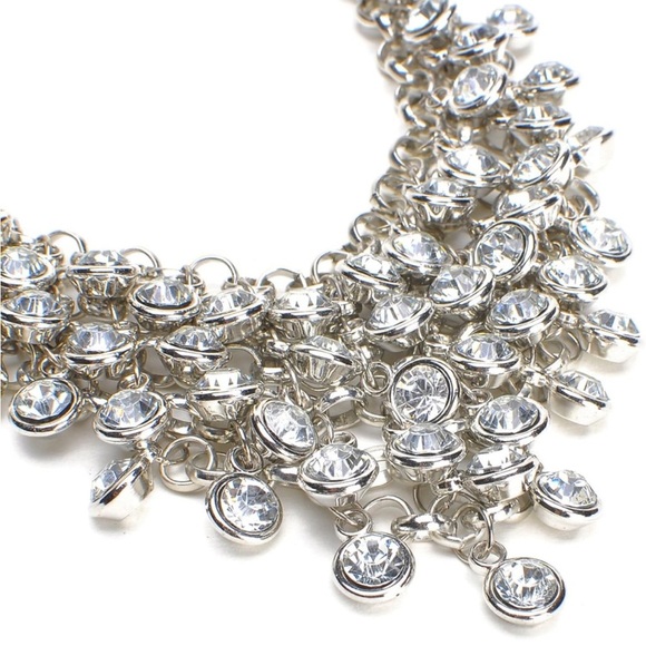 Vintage Crystal Rhinestone Chain Choker Collar Bib Pendant Statement Necklace - Picture 2 of 7